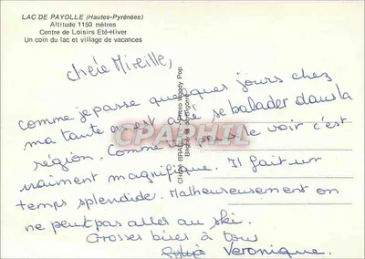 Jezioro Payolle — Centrum Wypoczynku Latem i Zimą — Baghée & de Rigorré — Rewers