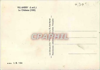 Villandry (Indre-et-Loire) — Zamek (1532) — Wydawnictwo Sztuki 'Yvoi' — Rewers