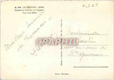 Le Tréport - Mers — Uitzicht vanaf de klif — Uitgave A. Terrier, Mars-les-Bains — Achterkant
