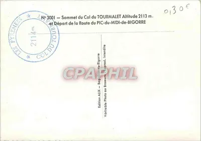 Szczyt Col du Tourmalet — Wjazd na trasę Pic du Midi de Bigorre — Wydawnictwo Alix — Rewers