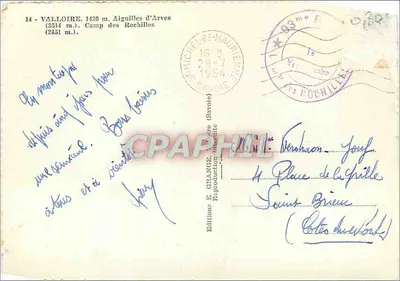 Valloire — Aiguilles d'Arves — Camp des Rochilles — Edições E. Grange — Verso