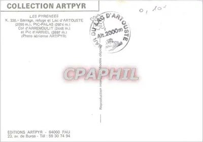 Meer van Artouste — dam, herberg en bergen — Uitgave ARTPYR, nr. K.338 — Achterkant