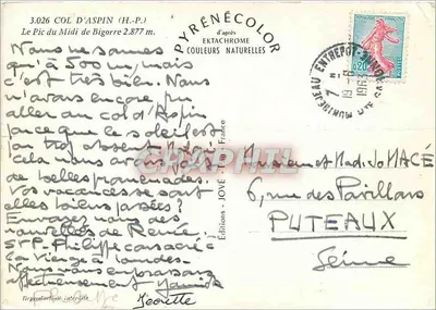 Paso de Aspin — El Pic du Midi de Bigorre 2.877 m — Ediciones JOVÉ — Reverso