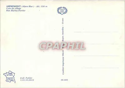 Aspremont — Angolo del paese, Via Marius-Ferrier — Editore Combier, n° 06.006 — Verso