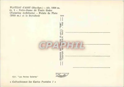Plateau d'Assy - Nossa Senhora de Toda Graça — editor Combière, série CIM, Paris, 1962 — Verso