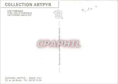Col d'Aubisque — Panoramablick — ARTPYR Editions, Nr. K.85 — Rückseite