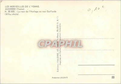 Auxerre — Wieża Godzinowa (wieża Gaillard) — Wydawnictwo Valoire — Rewers