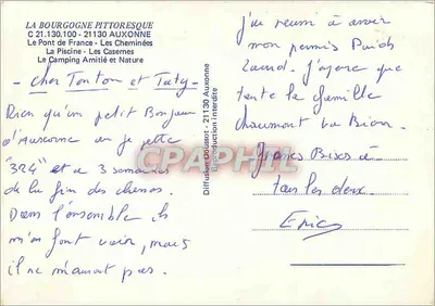 Auxonne — Piscina, margens do rio Saône e 51º Regimento do Trem — Lembrança de Auxonne — Verso