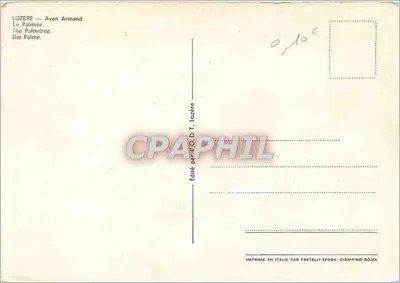 Aven Armand — Gruta luminosa con columnas calizas — Editado por L.O.D.T. Lozère — Reverso