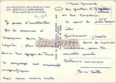 Aven Armand — Naturalne jaskinie — Społeczność Kartek Pocztowych APA-POUX - ALBI, Proces S1 — Rewers
