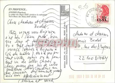 Awigon — Pałac Papieży i katedra Najświętszej Panny Domów — wydawca Estel — Rewers