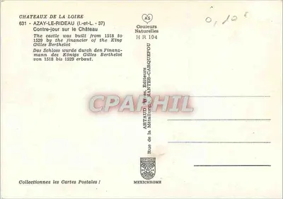 Azay-le-Rideau — Zamek Loary — Wydawca Artaud & Cie, N° 631 — Rewers