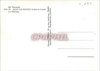 Azay-le-Rideau — Zamek — Wydawnictwo Greff, nr 376/39 — Rewers
