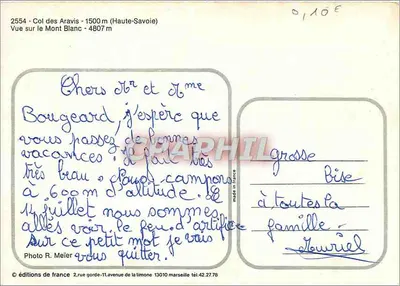 Monte Branco — Col des Aravis — edições da França — Verso