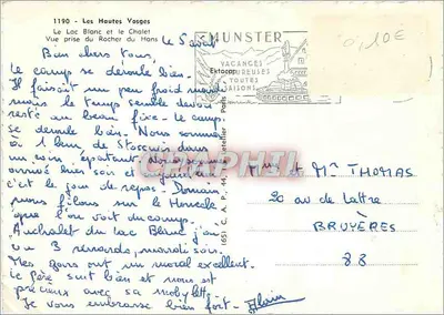 De Hoge Vosges — Het Witte Meer en het Chalet Uitzicht genomen vanaf de Roche du Hans — Uitgever C. A. P. 44 — Achterkant