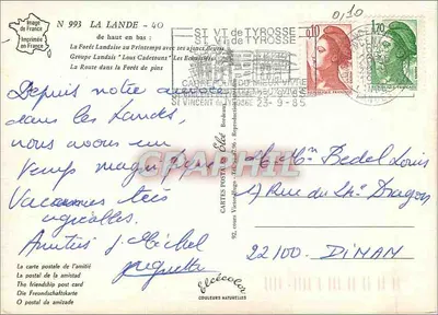 La Lande — Bosque de píceas y grupo de bailarines sobre caballete — Editor Eléa — Reverso