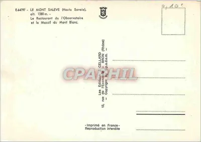 Le Saleve — Widok na Mont Blanc — Wydawca D. Cellard, Bron (Rhône) — Rewers