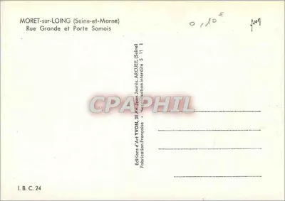 Moret-sur-Loing — Rue Grande e Porta Samois — Edições de Arte Yvon — Verso
