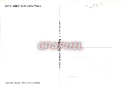 Morgins — Estação de Morgins, Valais — S.A. MARTIGNY — Verso