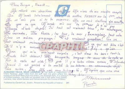 Cachoeira de Aasleigh, Leenane, Condado de Galway, Irlanda — editor Cardall Ltd. n°341 — Verso