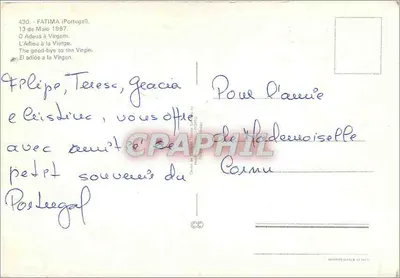 Fatima (Portugal) — Adeus à Virgem — n° 430 — Verso