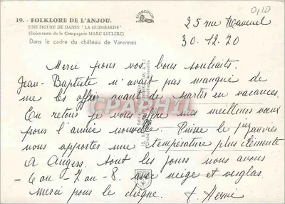 Folklore de l'Anjou — La Guimbarde — Exécutants de la Compagnie Marc Leclerc — Lionel — Verso