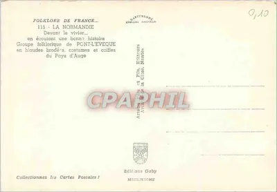 Grupa folklorystyczna z Pont-l'Évêque — stroje i fryzury z Pays d'Auge — Wydawnictwo Gaby — Rewers