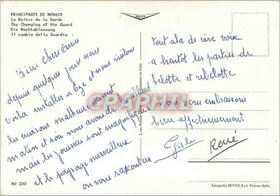 मोनाको के राज्य — गार्ड की रिलीव — लिटोग्राफिया सेवेन स.आर.एल. वेरोना इटली — पीछे