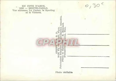 Monte-Carlo — Vista aerea del Casinò, del Sporting e del Victoria — Greff, Parigi — Verso
