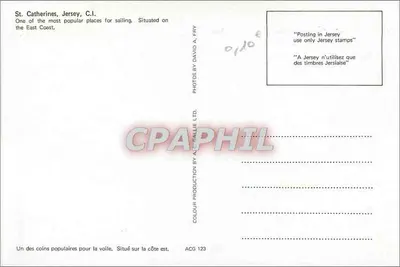 St. Catherines, Jersey, C.I. — porto de vela — ACG 123, editor A.C. FALLE LTD. — Verso