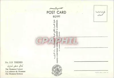 Os colossos de Memnon — Tebas — editor K. Lambelet & Landrock, n° 113 — Verso