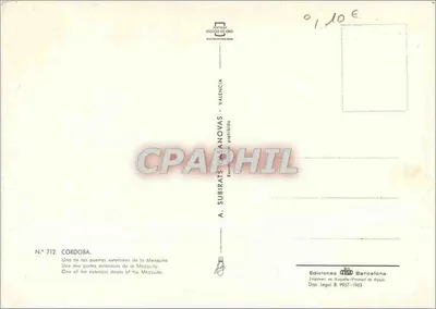 Córdova — Uma das portas externas da Mezquita — A. Subirats Casanovas, n° 712 — Verso