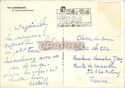 Palácio Granducal — Luxemburgo — editor E. A. Schäack, n° 1103 — Verso