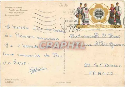 Bilhete postal moderno Budapeste Latkep Vista de Budapeste — Verso