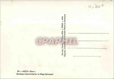 Auch - Gers — Bazylika św. Marii, siedziba biskupia — wydawca APA, nr 30 — Rewers