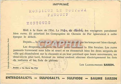 Estação de Leste — Paris — Compagnia dos Artes Fotocinematográficas, Paris — Verso