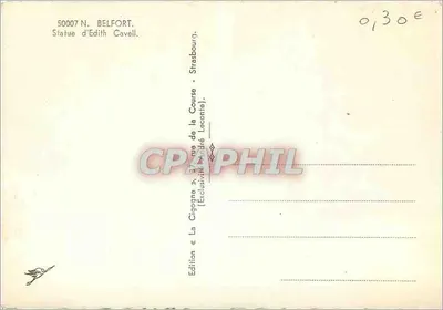 Statua di Edith Cavell — Strasburgo — Editore La Cigogne, n° 50007 — Verso
