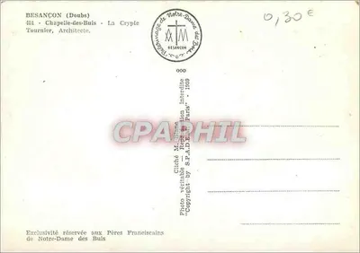 BESANÇON (Doubs) - Capela dos Buis - A Cripta — Tournier, Arquiteto — Verso