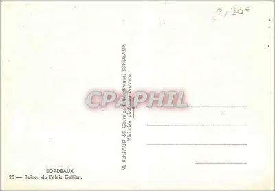 Ruiny Pałacu Galliena — Bordeaux — M. Berjaud, 68, Cours de la Martinière — Rewers
