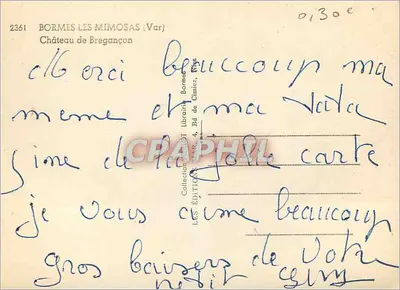 Bormes-les-Mimosas — Castelo de Bregançon — Edições Bormes, Av. de Cimiez — Verso