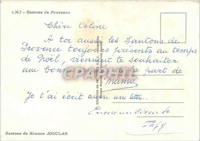 Santons da Provença — Edições da Provença G.A.L. — n° 4363 — Verso