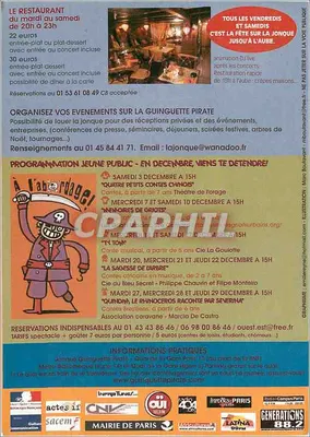A Guinguette Pirate — programa de Dezembro — Guinguette Pirate, Paris 13ème — Verso