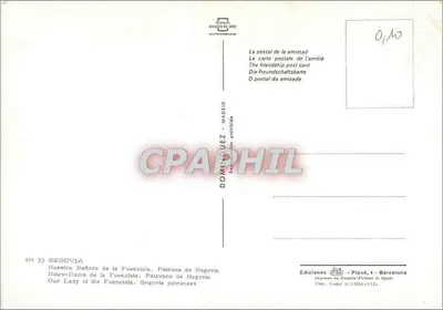 Nuestra Señora de la Fuencisla — Padroeira de Segóvia — Editor Dominguez, Madrid, n° 33 — Verso