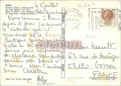Place Saint-Pierre w Rzymie — Widok z powietrza — Italian Leaflets in Souvenirs, n° 23445 — Rewers
