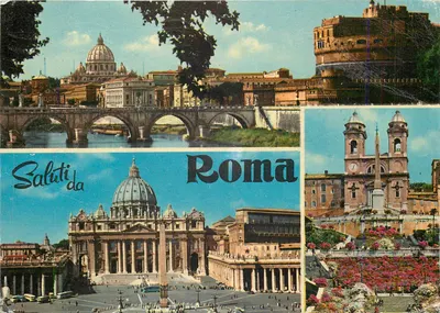 Rzym — panorama z Piotrową, Tybrem, Castel Sant'Angelo i Trinità dei Monti — wydawca Graphil