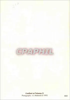 Dziecko i ptak — Fotografia A. Mobarek © 1992 — seria 005 — Rewers