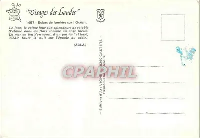 Pôr do sol no oceano — Rosto das Landas — J. Vignes — Verso