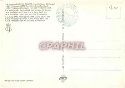 Szwedzka rodzina królewska — oficjalna fotografia — Clas-Göran Carlsson, n°100/30 — Rewers