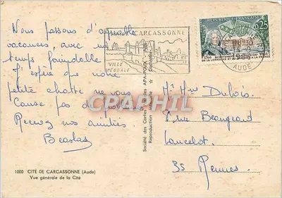 Cité de Carcassonne — Vista geral da Cité — Société des Cartes Postales APA-POUX — Verso