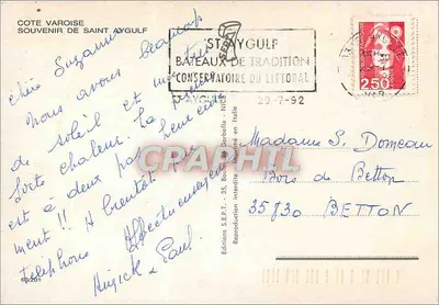 St. Aygulf — Lembrete de — Edições S.E.P.T. - 35, Boulevard de Corbella - Nice — Verso